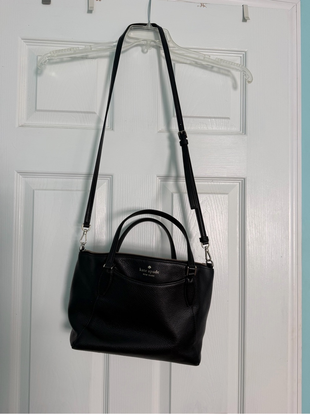 kate spade Black Leather Shoulder Satchel with Crossbody Strap